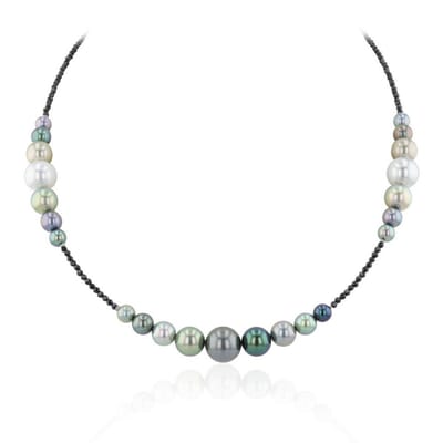 Luna-Pearls - 216.0990 - Ketting - Dames - 925er Zilver gerhodineerd - Tahiti-und Akoya-cultuurparel - 42cm