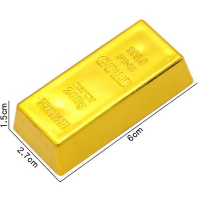 1/6 stuks Plastic Nep Goudstaaf Gesimuleerde Gouden Baksteen Nep Glitterende Goudstaaf Briefgewicht Deurstopper Film Requisiet Nieuwigheidscadeau yellow