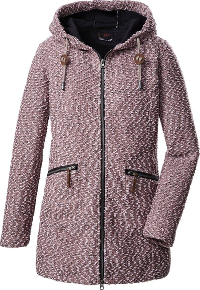 Killtec dames winter vest - dames lang vest winter - oud roze gemeleerd - 39009 - maat 40