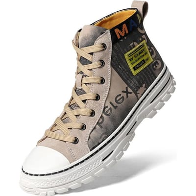 Hoge Heren Herfst Canvas Schoenen Werklaars Varkensleer Camouflage Grote Maten Board Schoenen All-Match Vrijetijds Stof Schoenen 42 zand