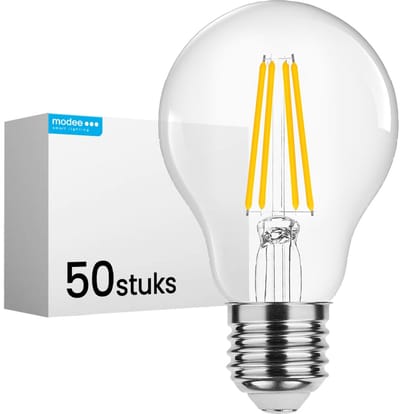 Modee E27 LED Lamp 4.2W - 470lm - 2700K - Warm Wit - LED Filament Globe A60 - Vervangt 40W Halogeen Gloeilamp - 50 stuks