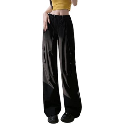 Heren Cargobroek Elastische Hoge Taille Casual Broek met Multi Zakken Design Rechte Wijde Pijpen Sportbroek Streetwear M
