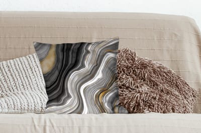 Sierkussens - Kussentjes Woonkamer - 45x45 cm - Marmer - Steen - Agaat - Black en gold