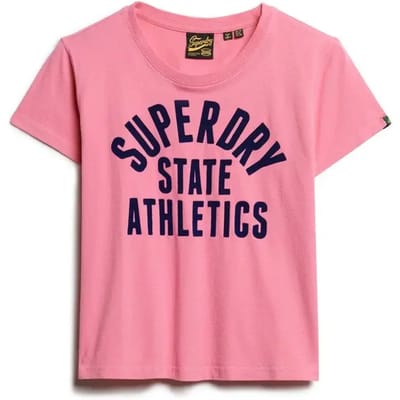 Superdry - Varsity T-shirt met flockprint en aansluitende pasvorm - Dames - T-shirts
