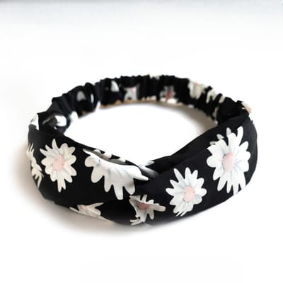 Mode Dames Meisjes Zomer Boheemse Haarbanden Print Hoofdbanden Vintage Kruis Turban Bandage Bandana's Haarbanden Haaraccessoires zwart