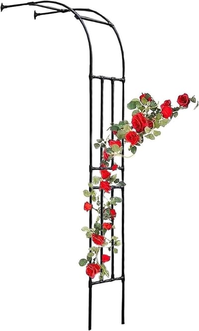 Achtergrond Stand Bruiloft Ballon Archway | Metalen pergola prieel halve zijboog klimplant tuin rozenbogen trellis - zwart/buiten(120x240x40CM/3.9x7.9x1.3ft)