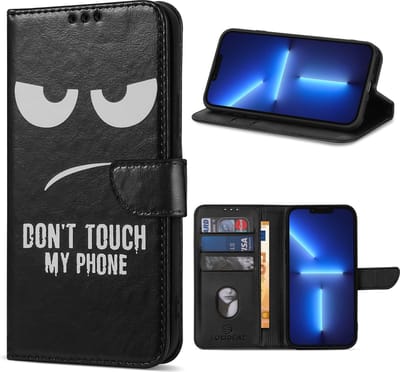 Geschikt Voor iPhone 13 Pro Hoesje - Solidenz Bookcase 13 Pro - Telefoonhoesje 13 Pro - 13 Pro Case Met Pasjeshouder - Cover Hoes - Don't Touch Me