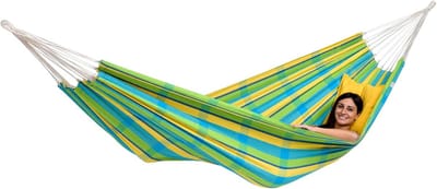 XL Braziliaanse hangmat voor 2 personen - Handgemaakt van gerecyclede materialen - Ligoppervlak 230 x 150 cm - Belastbaar tot 200 kg - Kleur: Citroen