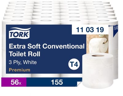 Tork 110319 - 8 rollen - Extra Soft toiletpapier 3lgs - wit 155 vel - T4 Premium (110319)