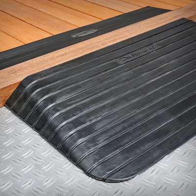 Rubberen Drempelhulp - Oprijplaat - Obstakels Overbruggen - Antislip Bovenkant - 90x42x6.5cm - Zwart