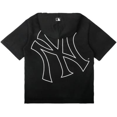 MLB New York Yankees Capuchon Korte Mouw Los Letterprint Sport Hoodie Unisex sweatshirt Zwart 31HD52131-50L S black