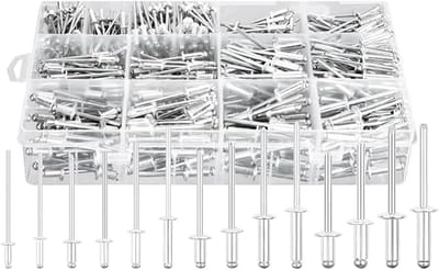 Popnagels Assortiment Kit - Klinknagel Set - Bevestigen van Materialen - 14 Maten Aluminium - 600 Stuks - Zilver