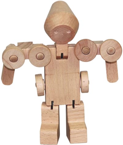 Johntoy houten speelgoed transformeer robot cementwagen educatief.