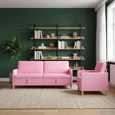 vidaXL - Sofa - Set - Met - Opslag - 2 - st - Roze - Polyester