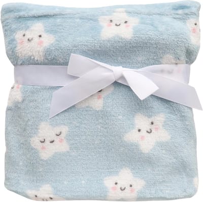 Zachte Babydeken met Blauwe Sterren - Ideaal voor Pasgeborenen en Peuters - Warm en Comfortabel - 94 x 72 cm