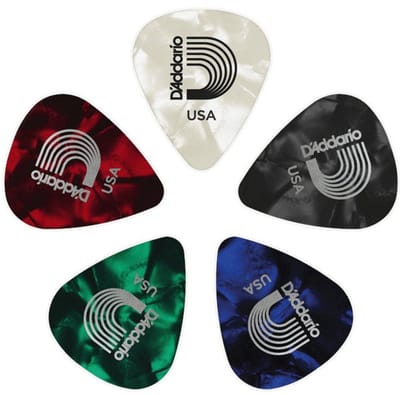D'Addario 1CAP6-25 Assorted Pearl Celluloid Guitar Picks Plectrums voor gitaar, Heavy (25 stuks)