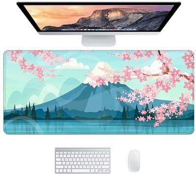 JJ PRIME - Japan Muismat XXL 900x400 | Large Desk Mat | Muismatten XXL Gaming Bureau Accessoires | Blauw Mouse Pad - 90x40 Mousepad (Berg Fuji)