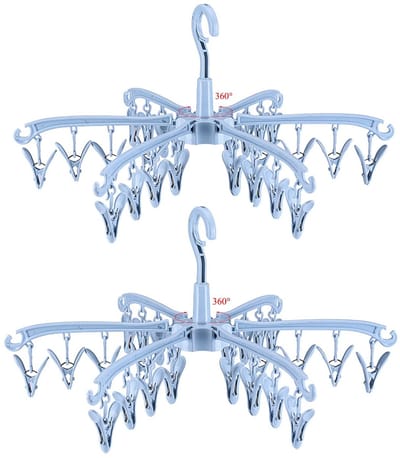 Dailygoods- Sokdroger Opvouwbaar - 24 Peg Sok Hanger - 360 Graden Draaibaar - Hoogwaardig PP-Plastic - Ruimtebesparend - Geschikt voor Lingerie en Ondergoed - Waslijn