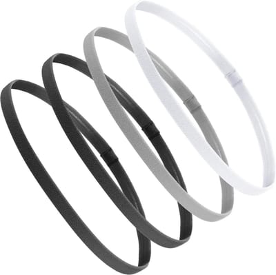 Dikke Antislip Sport Haarbanden voor Dames en Heren - 4 Stuks in Zwart, Grijs en Wit voor Comfort en Stabiliteit