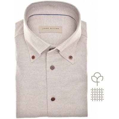 John Miller Overhemd Flanel Button-Down Licht Bruin / male
