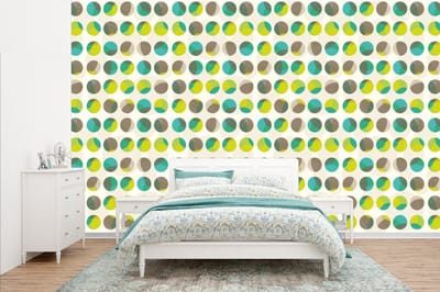 Behang - Fotobehang Cirkel - Groen - Patroon - Breedte 385 cm x hoogte 240 cm