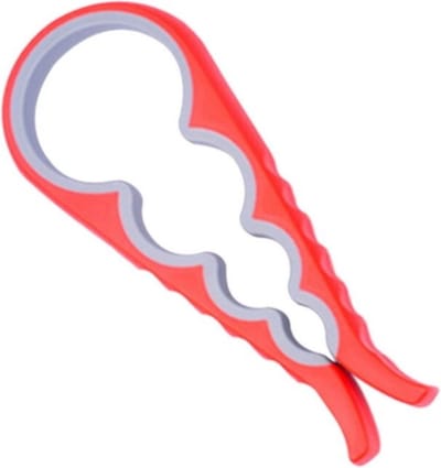 New Age Devi - 4-in-1 allesopener voor deksels, potten en flessen. Met deze universele hulp in rood/grijs, open je moeiteloos alles met gemak.