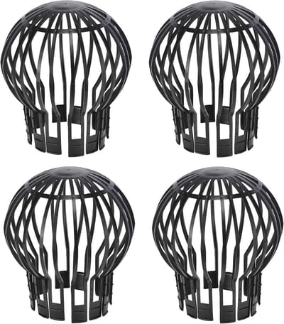 Dakgootsluiting - Regenpijp bescherming - Voorkom verstoppingen - Set van 4 stuks - Ø 132 x H 145 cm - Zwart