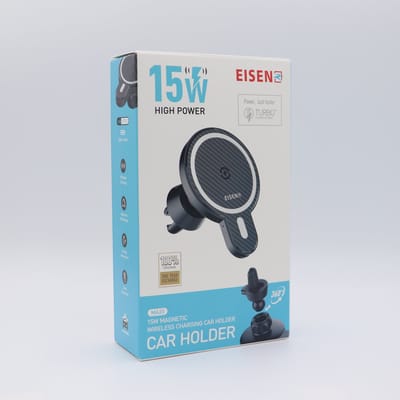 Eisenz 15W Magnetische Draadloze Auto Telefoonhouder | Wireless Charging Car Mount | 360° Draaibaar - Gschikt voor telefoons met MagSafe Laadfunctie