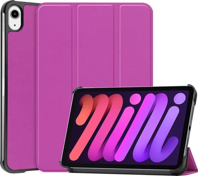 Hoesje - Geschikt voor Apple iPad Mini 6 (2021) - 8.3 inch - 6e Generatie - Dun & Stevig - Hardcover Book Case - Trifold Bookcase Hoes - Hard Cover - Tablethoes - Paars