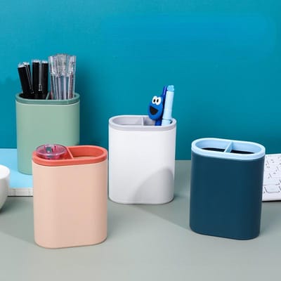 Creatieve Multifunctionele Penhouder Make-up Bureau Kantoor Organizer Cosmetica Opbergbenodigdheden blauw