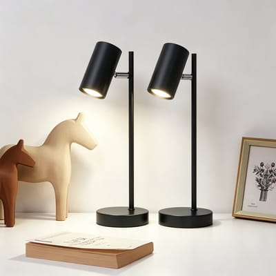 NETTLIFE - Tafellamp 2 Stuks GU10 - Zwart Verdraaibaar 350° - Metalen Bureaulamp - Geschikt Voor Woonkamer Slaapkamer - Zonder Lichtbron