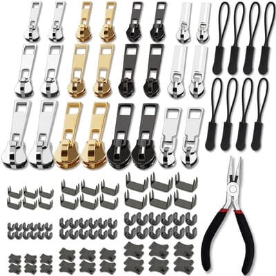 Reparatieset met ritssluiting, 105 stuks, reparatieset met ritssluiting (3 maten: #3/5/8)