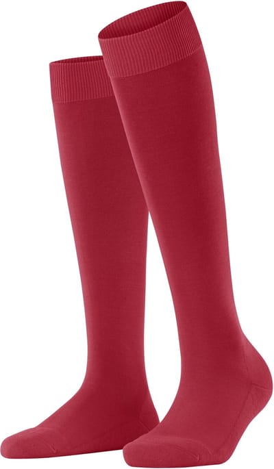 FALKE ClimaWool lang eenkleurig wol lyocell kniekousen dames rood - maat 37-38