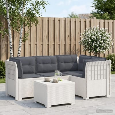 vidaXL - 4-Zitter - Tuin - Sofa - met - Kussens - Rattan - Look - PP - Wit
