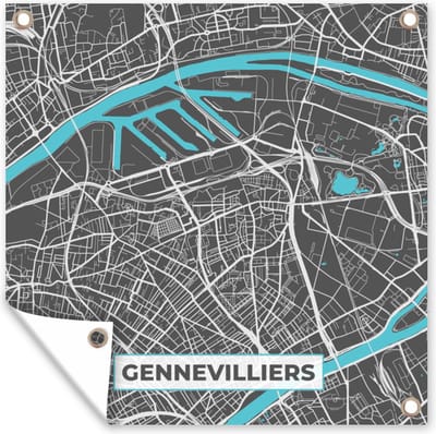 Tuin poster Gennevilliers - Frankrijk - Stadskaart - Kaart - Plattegrond - 200x200 cm - Tuindoek