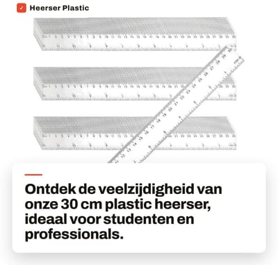 Dailygoods- Liniaal 30 cm Onbreekbaar - Flexibele Plastic Heerser - Transparant Ontwerp - Lichtgewicht - Dubbele Schaal Inches/Centimeters - Duurzaam - Meetlat