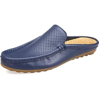 Herensandalen Draag Halve Pantoffels voor Heren Echt Leer Zomer Ademend Mode Trendy Schoenen Tas Teen Casual Schoenen Ademende Herenschoenen 46 gray