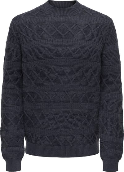 Only & Sons Trui Onswade Reg 5 Struc Crew Neck Knit 22027159 Dark Navy Mannen Maat - M