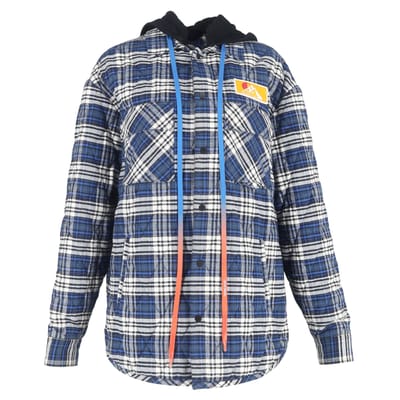 Off-White Overshirt Flanellen Jas in Blauwe Katoen