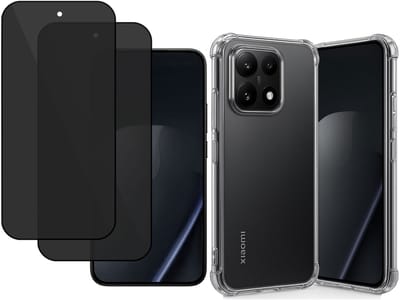 TechNow Hoesje + 2x Privé Screenprotector geschikt voor Xiaomi 15T Hoesje Screenprotector - Privacy Tempered Glass - Case Transparant