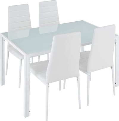 SEO Titel (NL): Luxe Moderne Eetkamerstoelen Set van 2 – Wit Kunstleer met Gewatteerde Zitting en Rugleuning, 97 x 42 x 97 cm