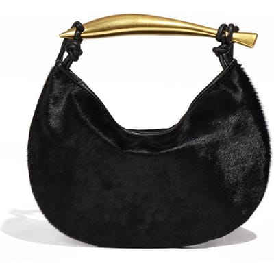 Herfst en Winter Leer en Paardenhaar High-end Sardine Tas, Niche Mode Enkelbandige Crossbody Tas, Retro Handgedragen Dames Tas black