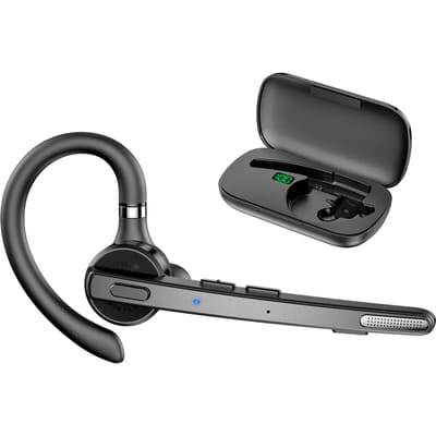 NIEUWE BIJ Enkele Draadloze BT Headset Oorhaak kan Vrij Uitgerekt worden Headset Microfoon Draaibaar ENC zwart