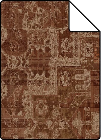 Proefstaal ESTAhome behang oosters kelim tapijt oranje bruin - 26.5 x 21 cm - 131361-S