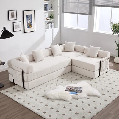 BLACKCOLORS Comfortabele familiesofa met opbergruimte en modulaire functie – vacuüm verpakt voor eenvoudige montage, vrij combineerbare modules en geschikt voor huisdieren. Perfect voor ontspannende momenten. Beige