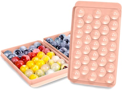 Ijsblokjesvorm met Deksel – 33 Perfecte Ronde IJsblokjes – ∅ 2 cm – BPA-vrij & Stapelbaar – Zonder Morsen – Whisky & Cocktails – Roze