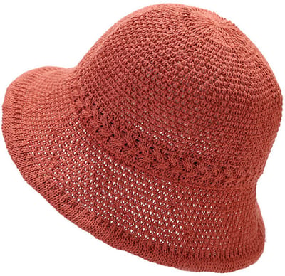 VHV-Premium Zonnehoed Dames - UPF 51+ UV-bescherming Strohoed - Opvouwbare Vissershoedje met Brede Rand - Elegant Bucket Hat voor Outdoor Kamperen, Strand en Reizen - Rood