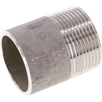 R 1 1/4'' Buitendraad x 42.4mm RVS Pijpnippel met Las uiteinde 20 Bar DIN 2982 - 50mm