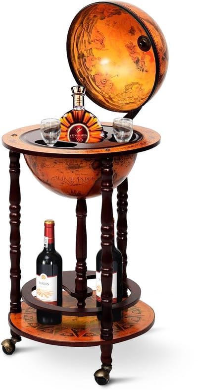 COSTWAY Globe Bar Barwagen Globe Bar Huisbar Minibar Wijnrek met wieltjes