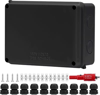 Dailygoody - IP65 waterdichte aftakdoos - elektrische behuizing - duurzaam en veilig - 15 x 11 x 7 cm - kabelaansluiting buiten - perfect voor buitenp...